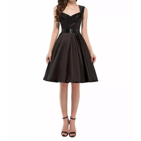 Grace Karin Dresses & Skirts - Women's Grace Karin Black Satin 50s Vintage Party Dress Size Large